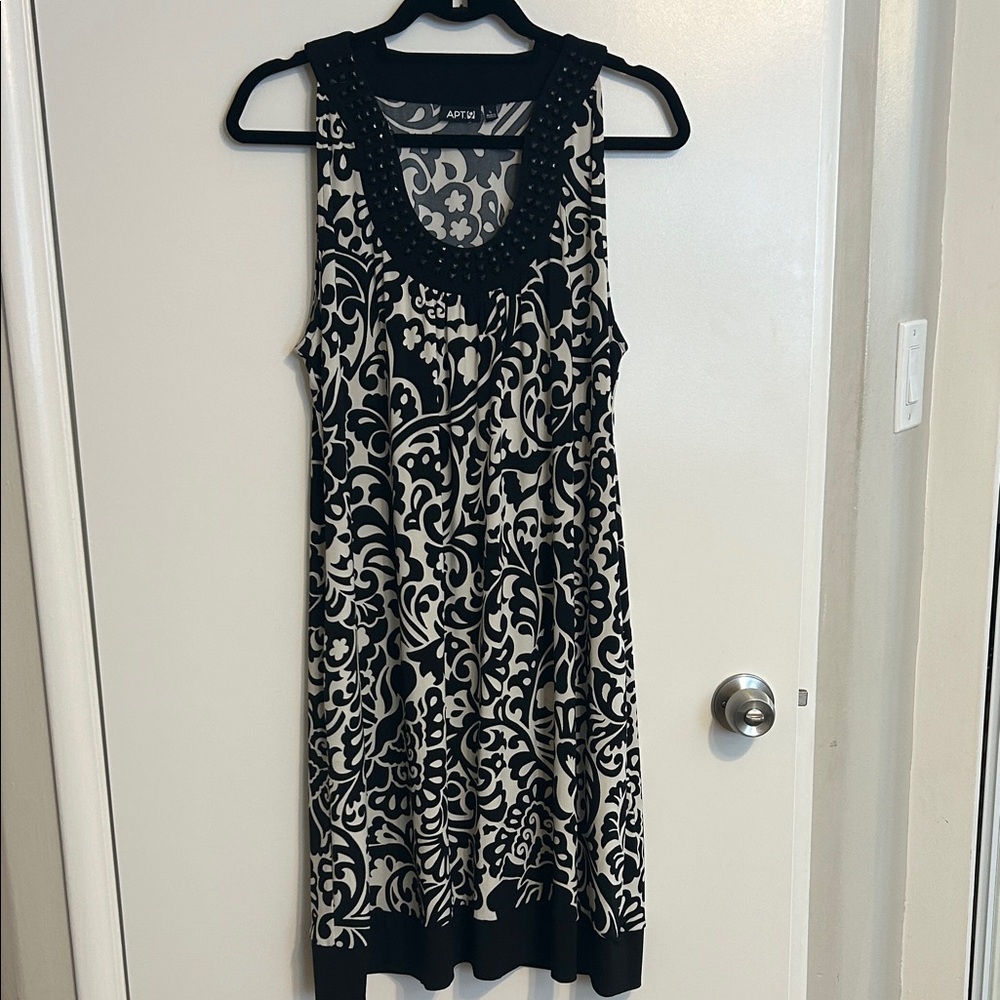 Apt. 9 Black and Cream Sleeveless Mini Dress